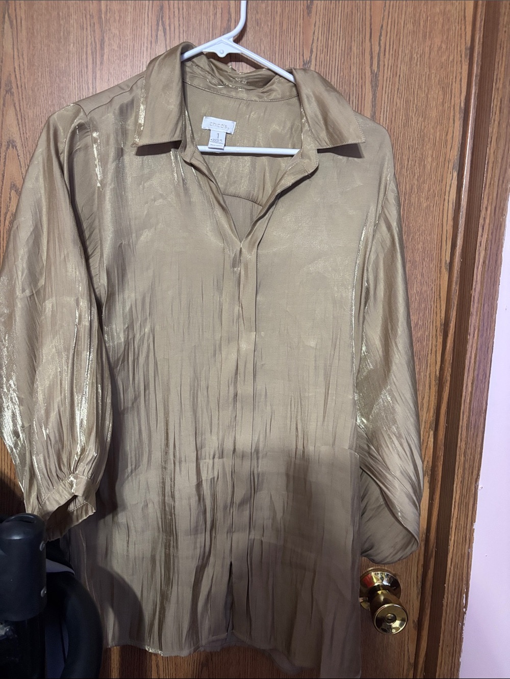 Chico's Shimmery Gold Blouse
